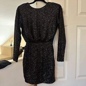 Black Sequins Dress with long sleeves